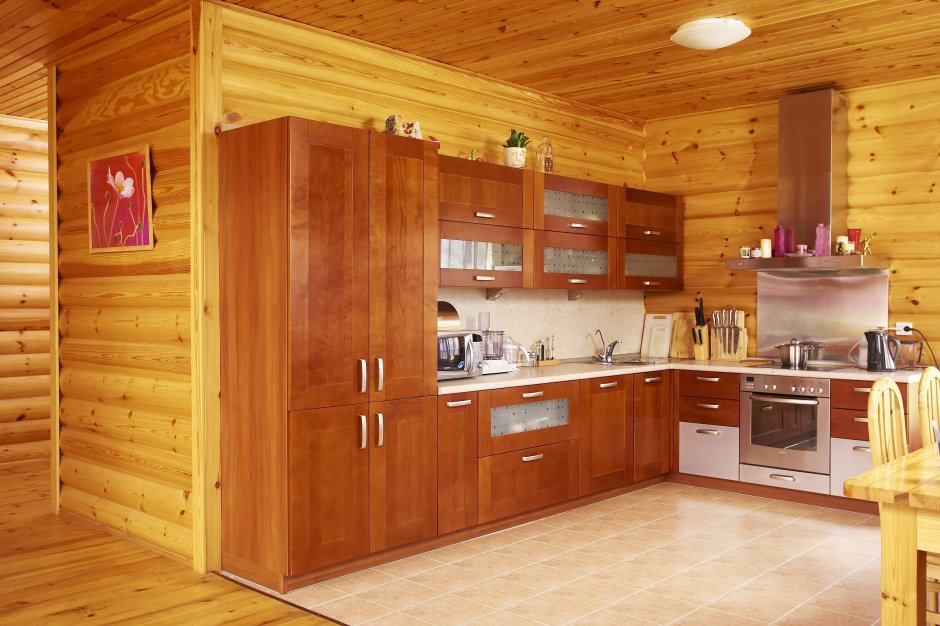 Кухня икеа в деревянном доме