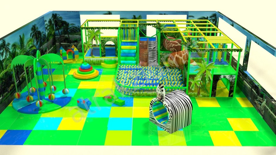 Игровой Лабиринт джунгли-1 с батутом
