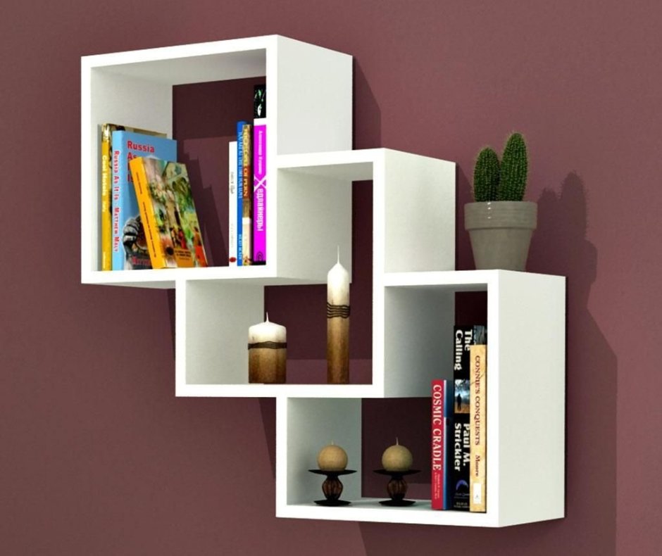 Полки в интерьере гостиной