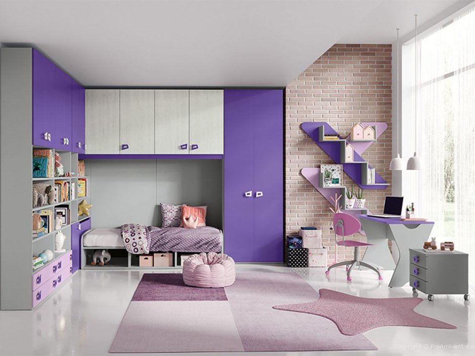 Фиолетовая комната для подростка мальчика
