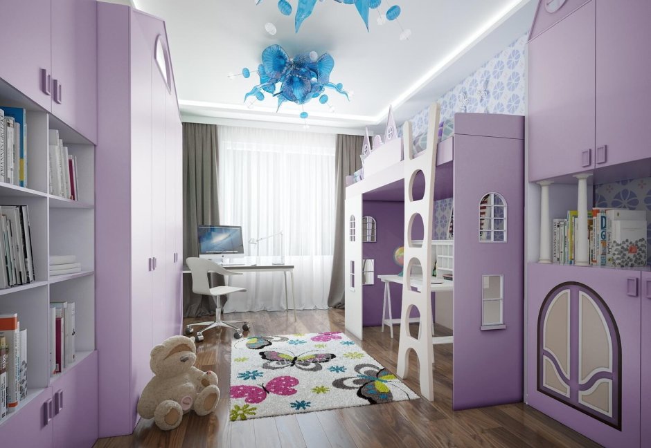 Проект детской комнаты в фиолетовых