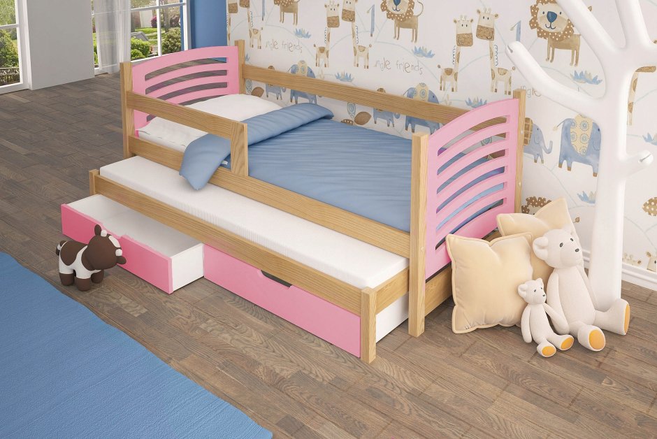 Кровать для двоих детей с бортиками