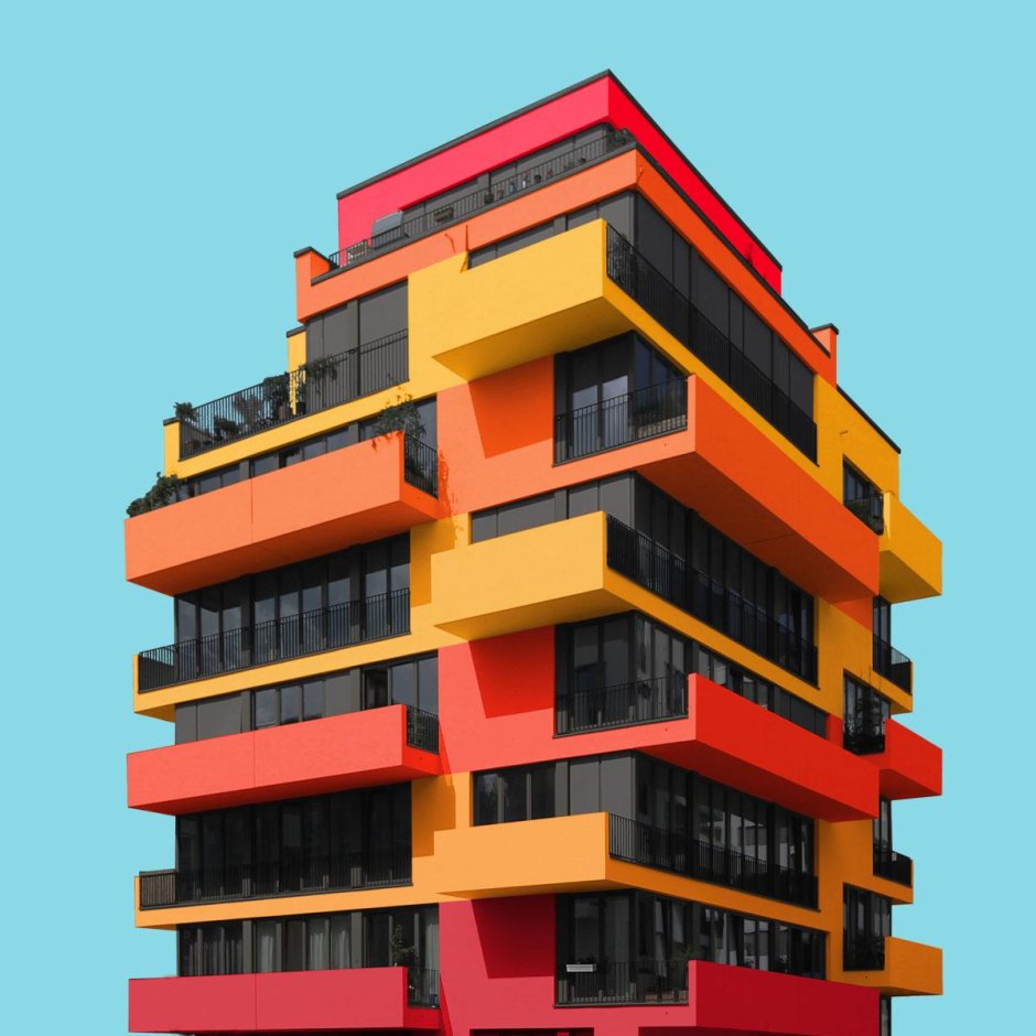 Разноцветные многоэтажки