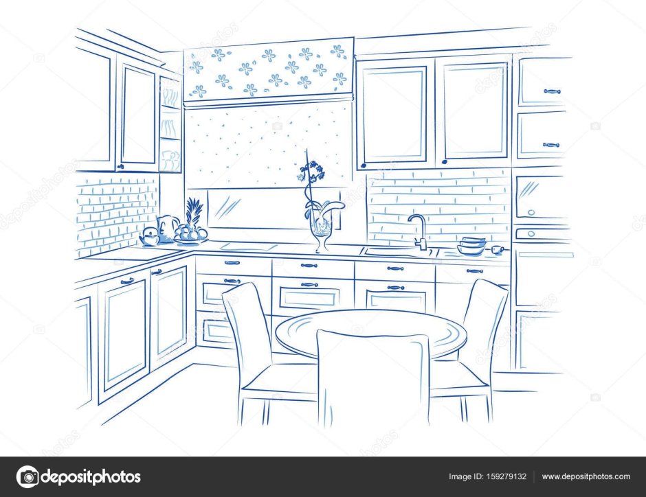 Картинки по рисованию кухня