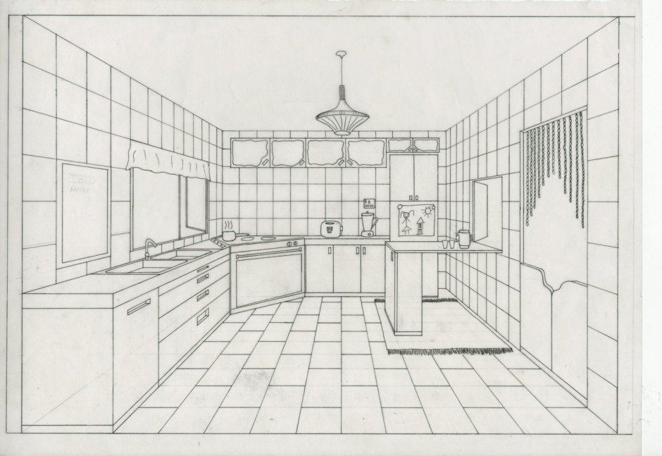 Кухня светлая с рисунком