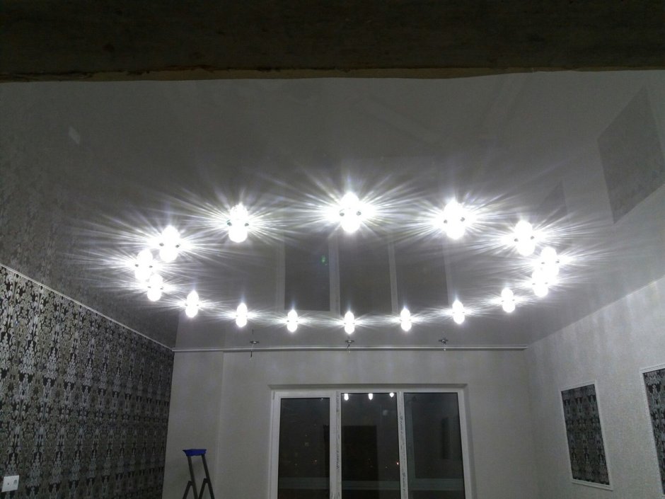 Расположение светильников на потолке