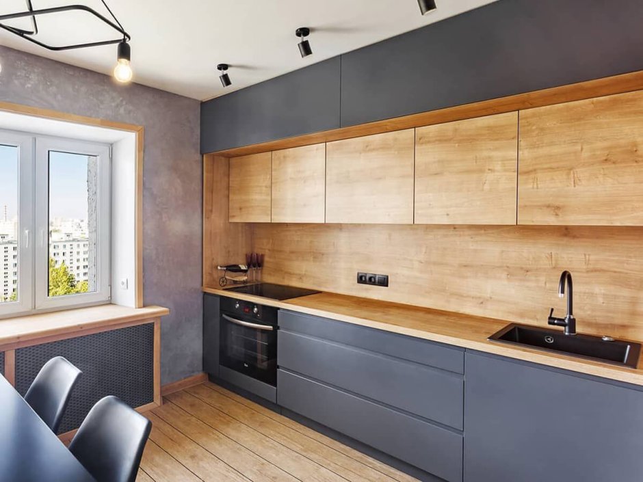 Кухонный гарнитур из бетона и дерева