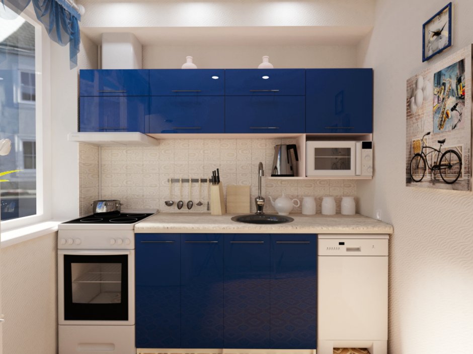 Кухня 5 кв метров голубая