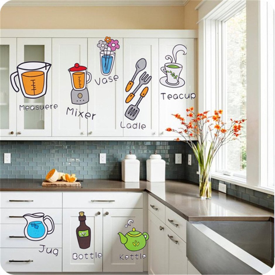 декоративные наклейки для кухни на шкафы