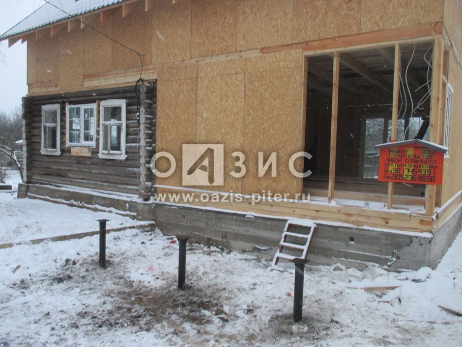 Пристрой к дому каркасный на сваях