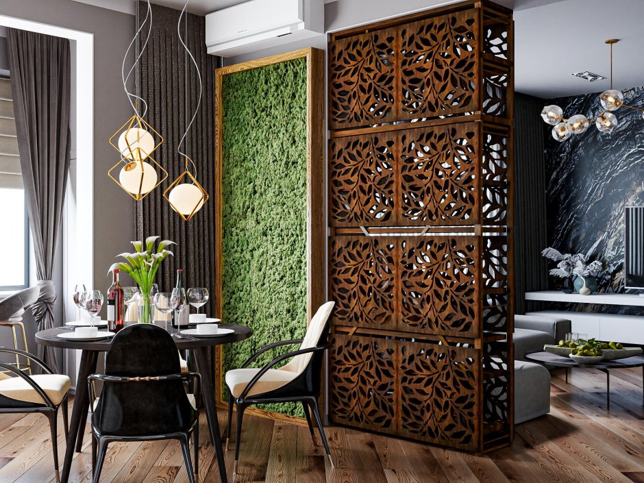 Деревянные перегородки для зонирования