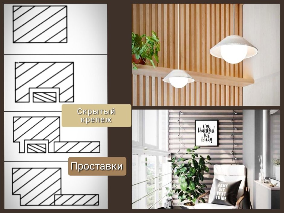 Рейки в интерьере крепление