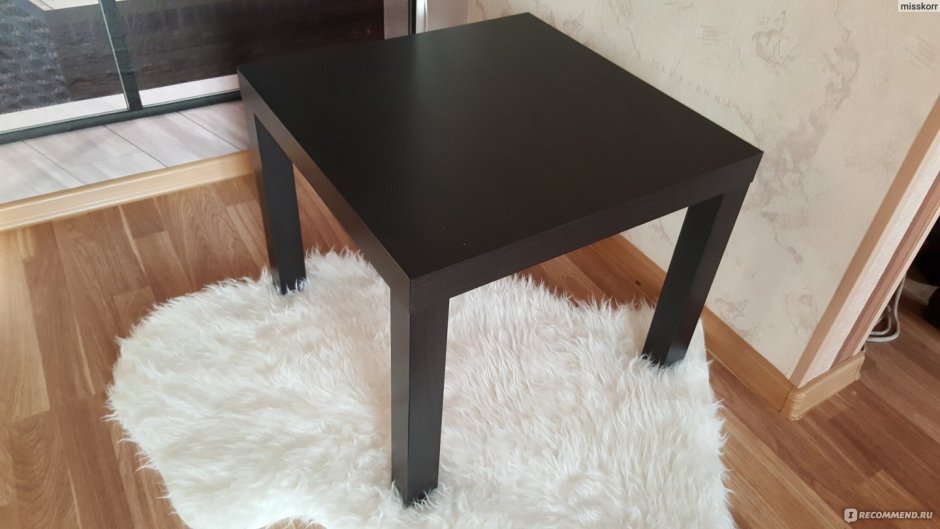 ЛАКК придиванный столик, черно-коричневый 55x55 см