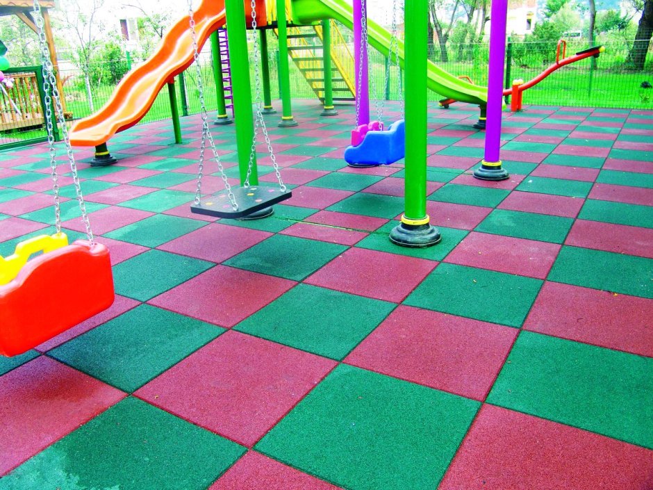 Резиновое покрытие детских площадок квадратные