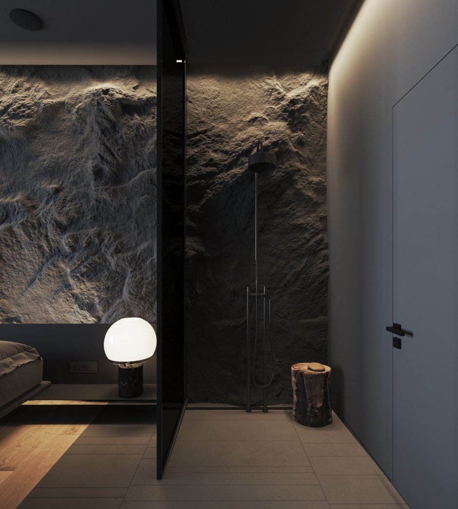 Стена скала в интерьере