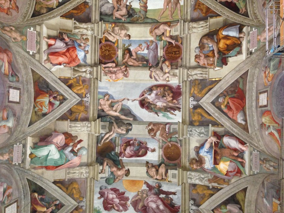 Фреска адам Микеланджело в Сикстинской капелле