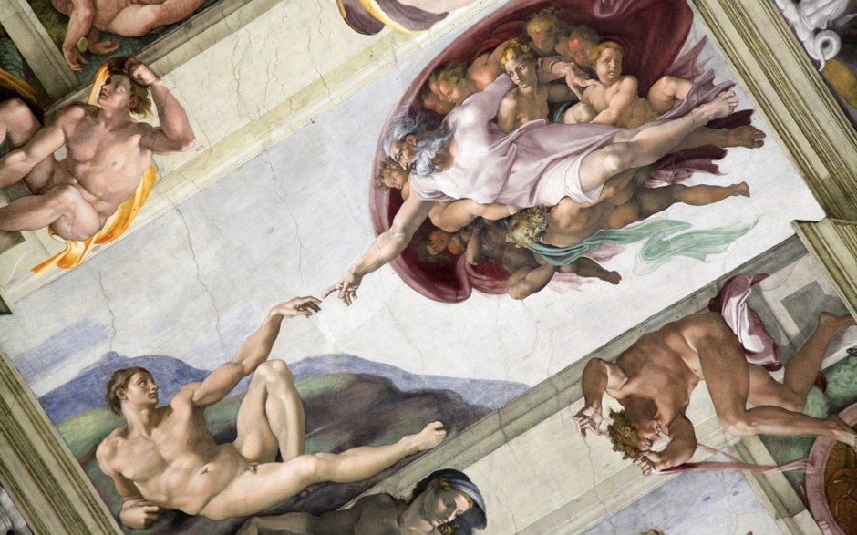 Микеланджело Сикстинская капелла Сотворение Адама