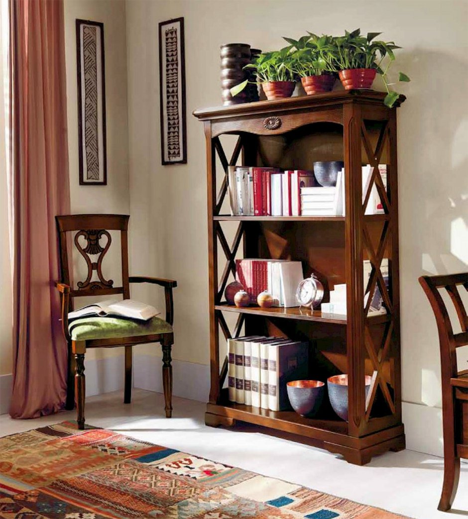 Этажерка деревянная в интерьере