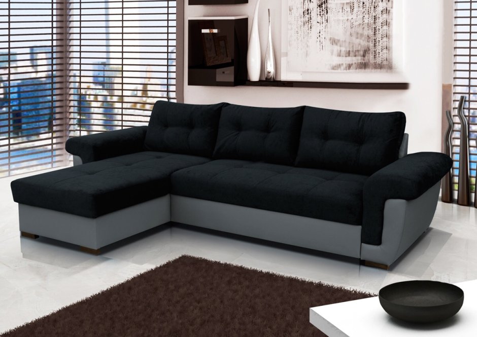 Черный угловой диван