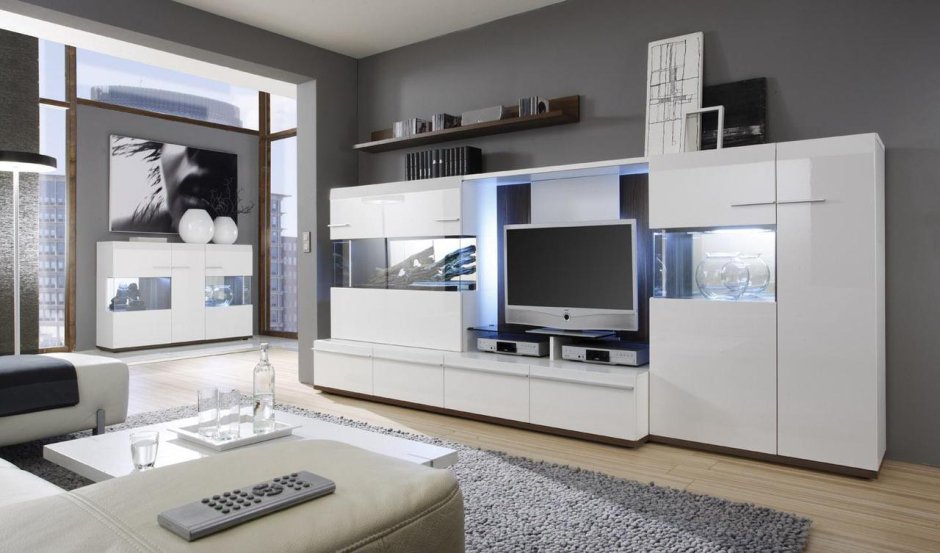 Белая мебель для гостиной в современном стиле