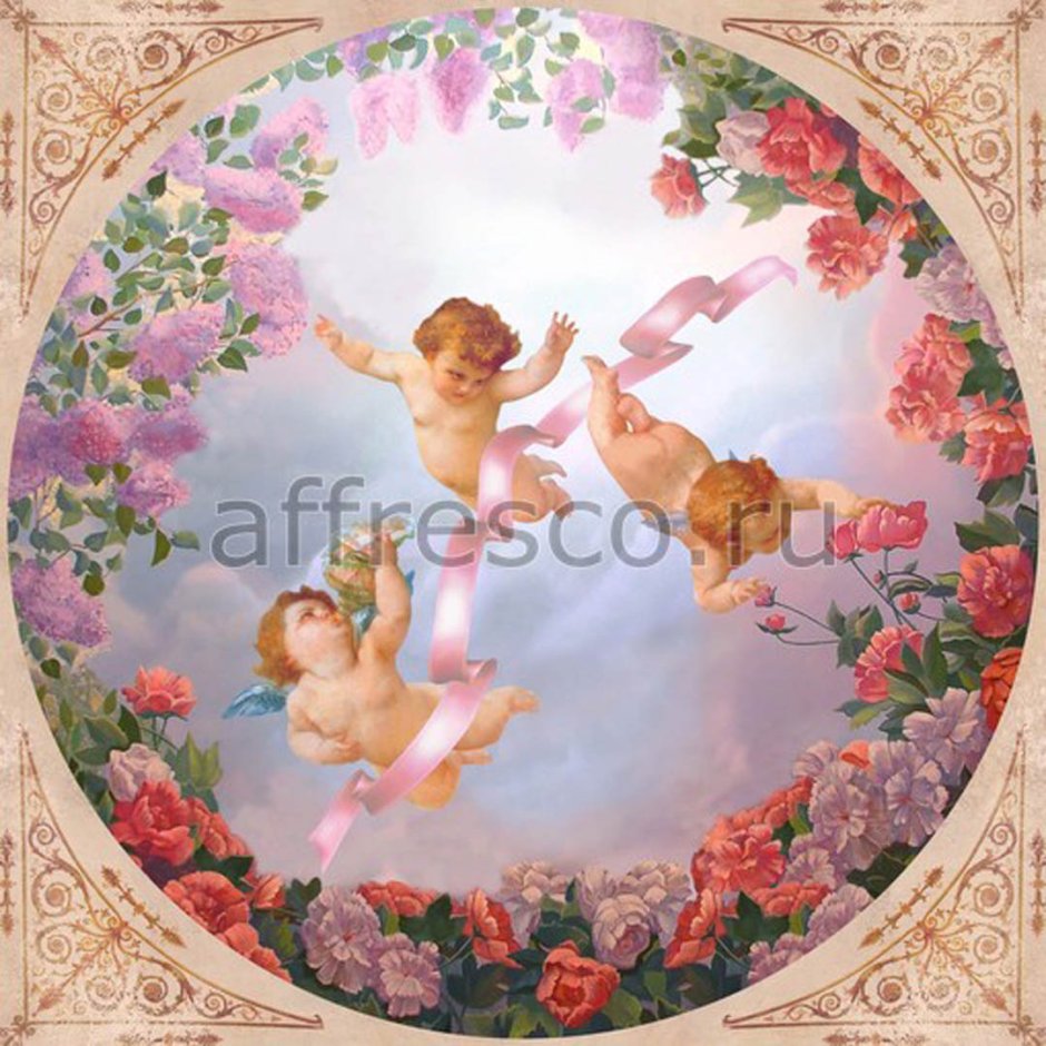 Фреска на потолок с ангелочками