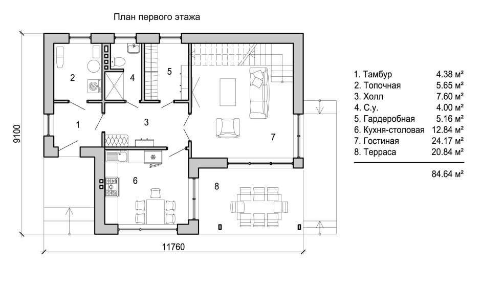 План двухэтажного дома Хай тек