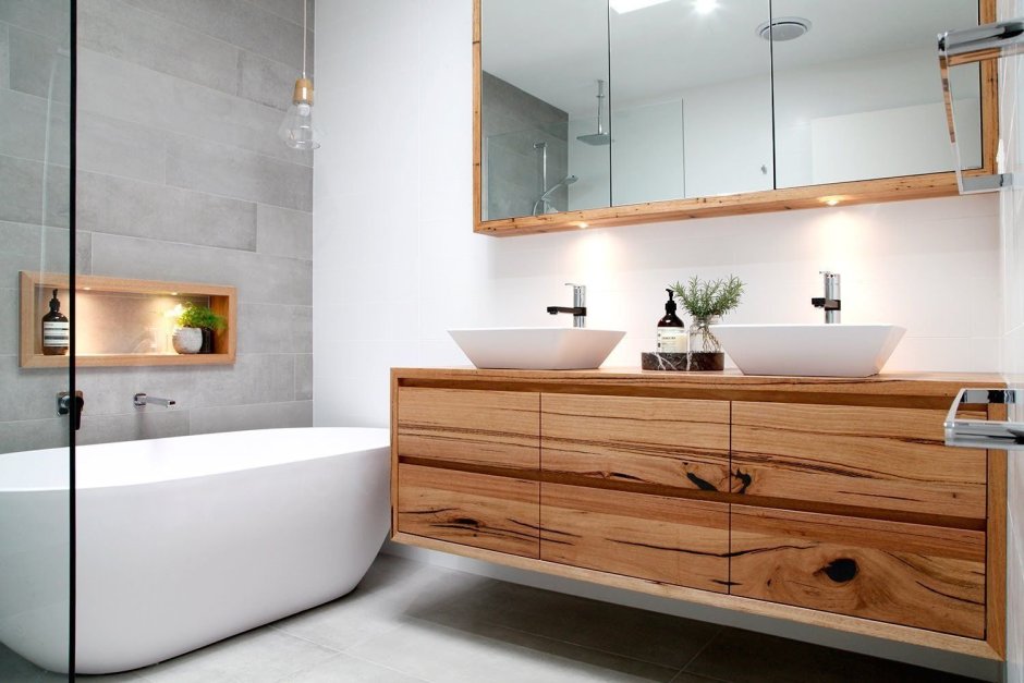 Мебель для ванной комнаты подвесная с двумя раковинами