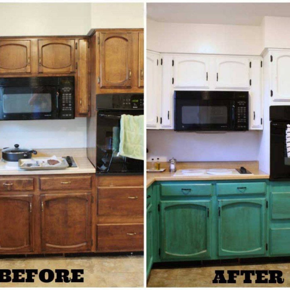 Старый кухонный гарнитур до и после