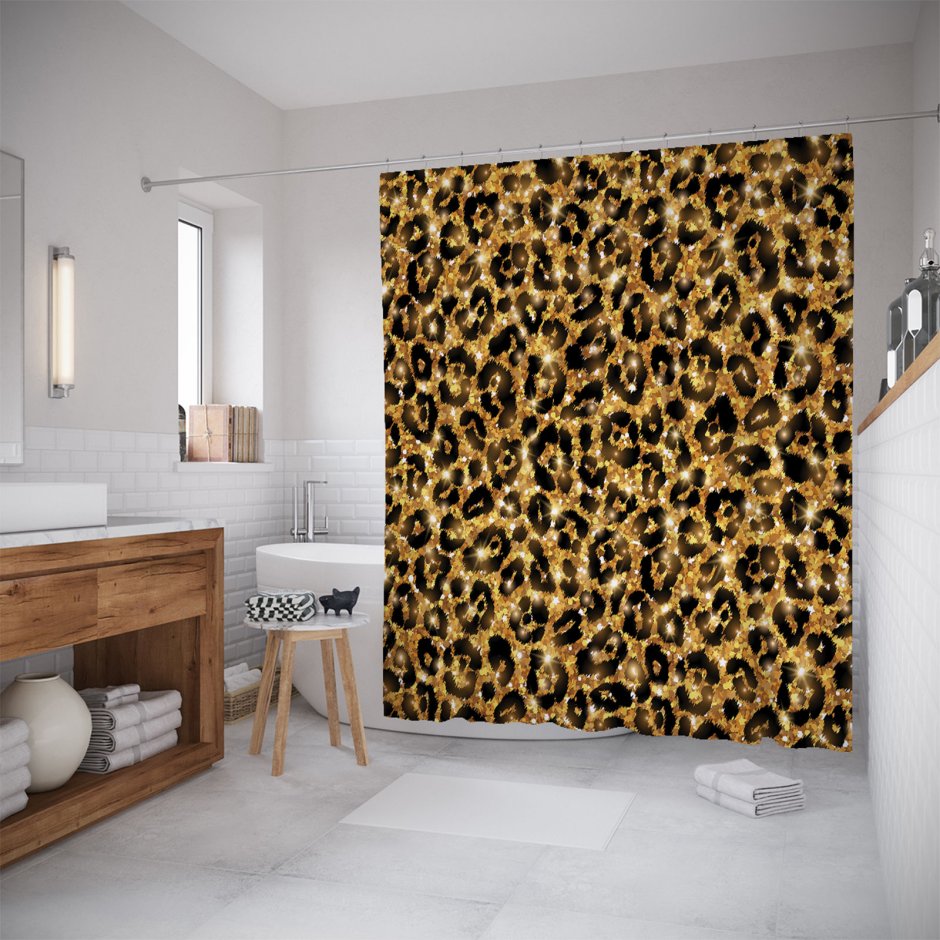 Штора для ванной леопард