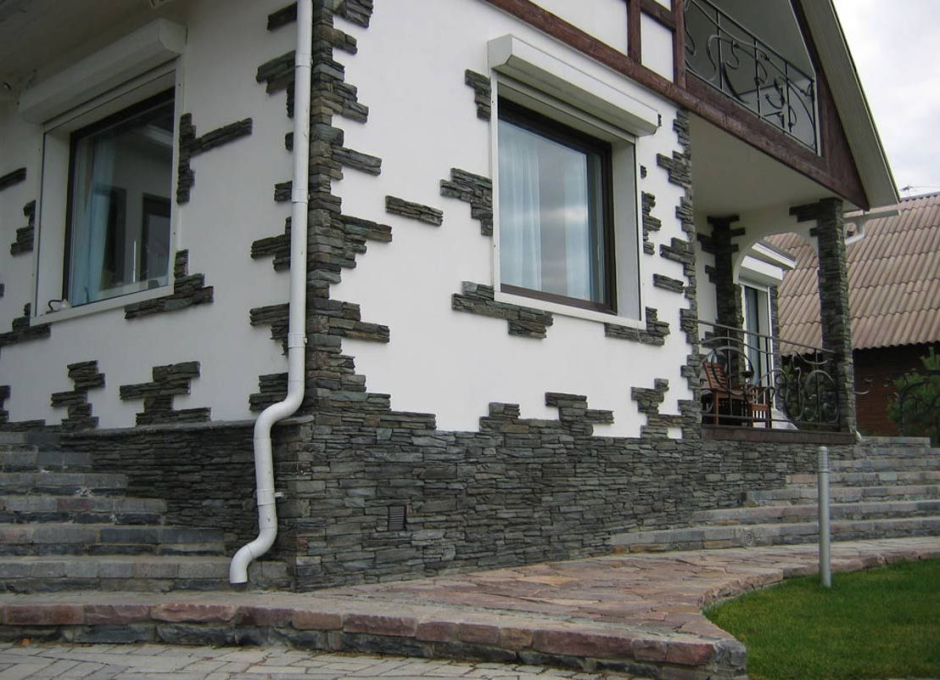 Отделка фасада декоративным камнем