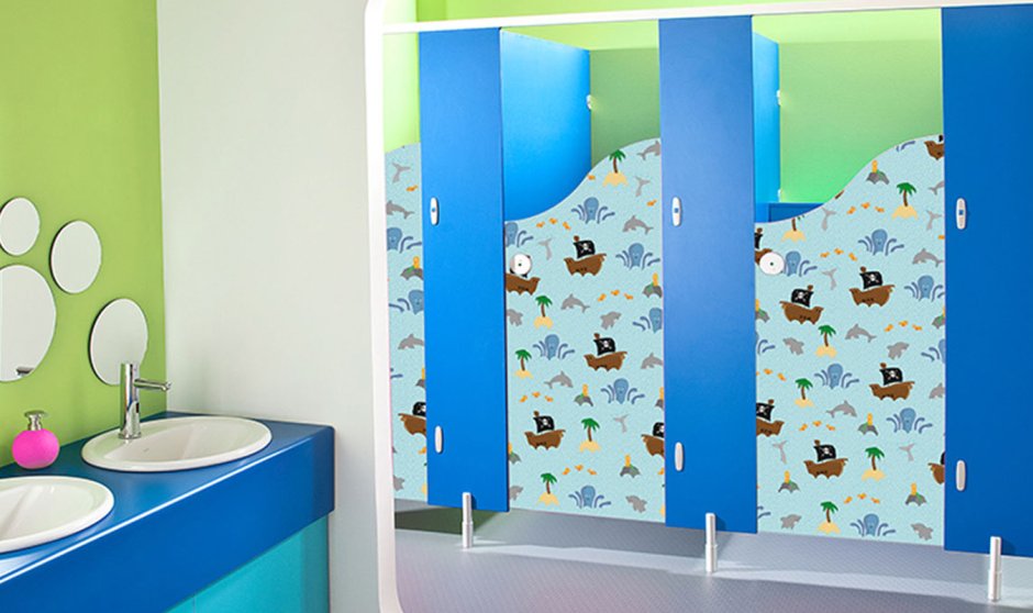 Перегородки для зонирования туалетов в детском саду