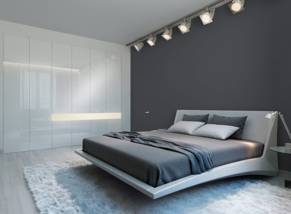 Спальня в стиле хайтек в серых тонах