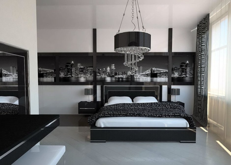 Спальня в черно белом стиле
