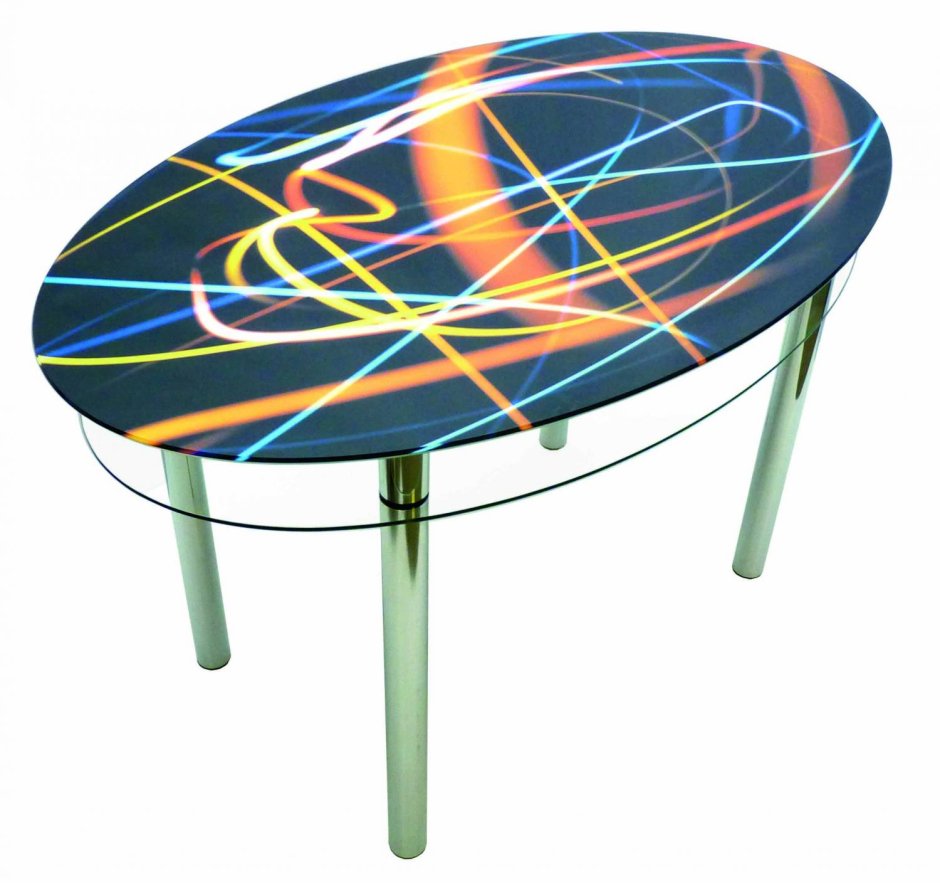 Стол со стеклянной цветной столешницей