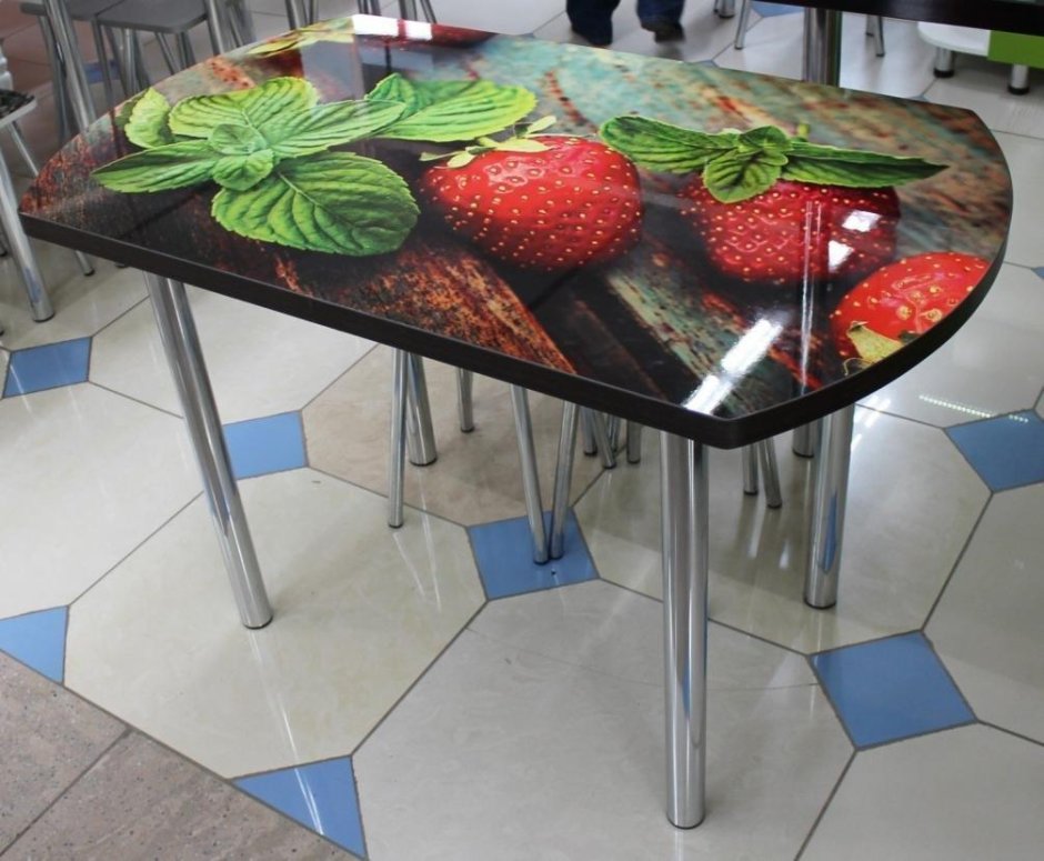 Стол полуовальный стеклянный ад 75 38