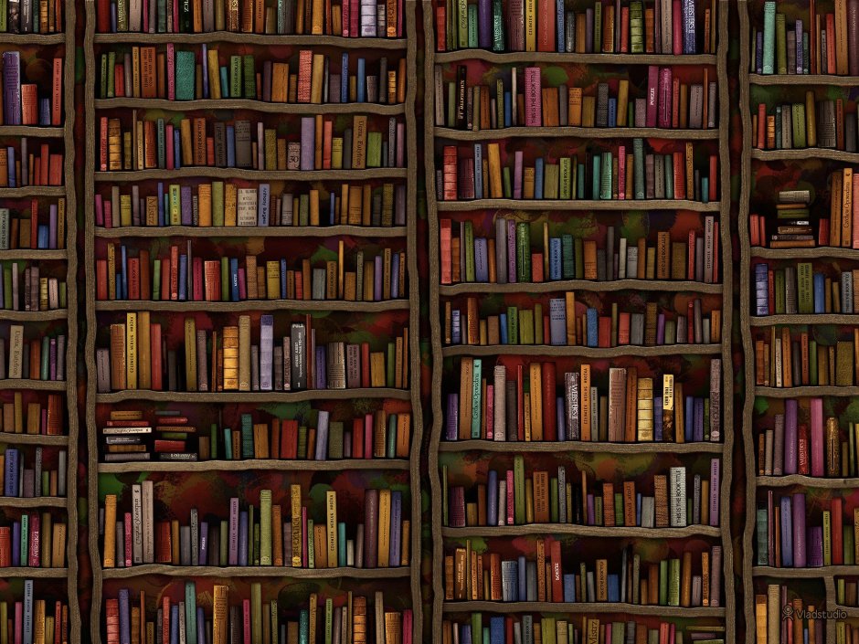 Книжные полки в библиотеке