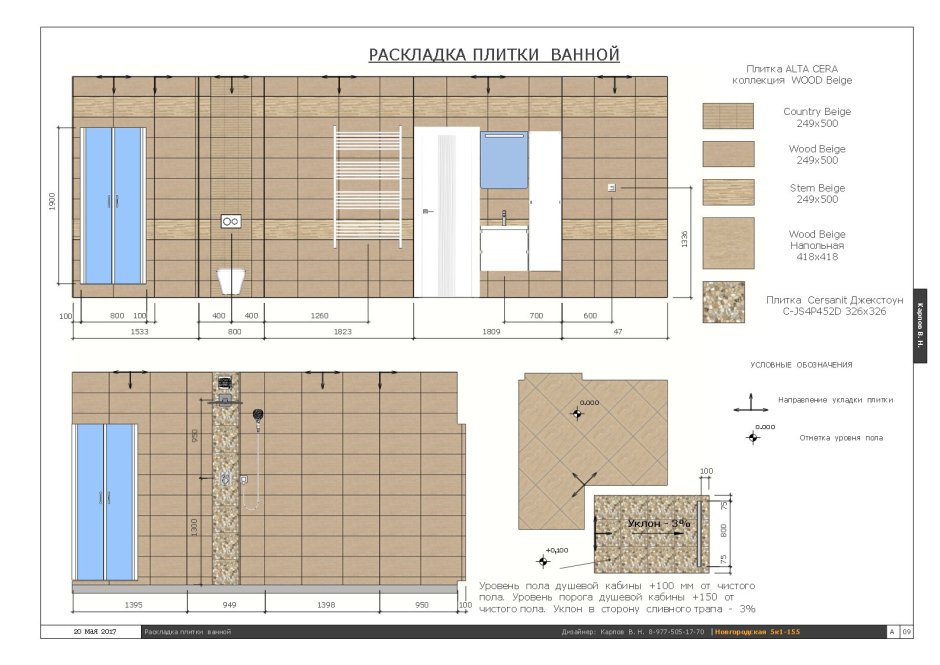 Развертки санузла чертеж