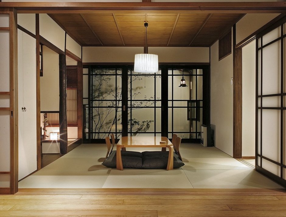 Японский стиль в интерьере с лестницей