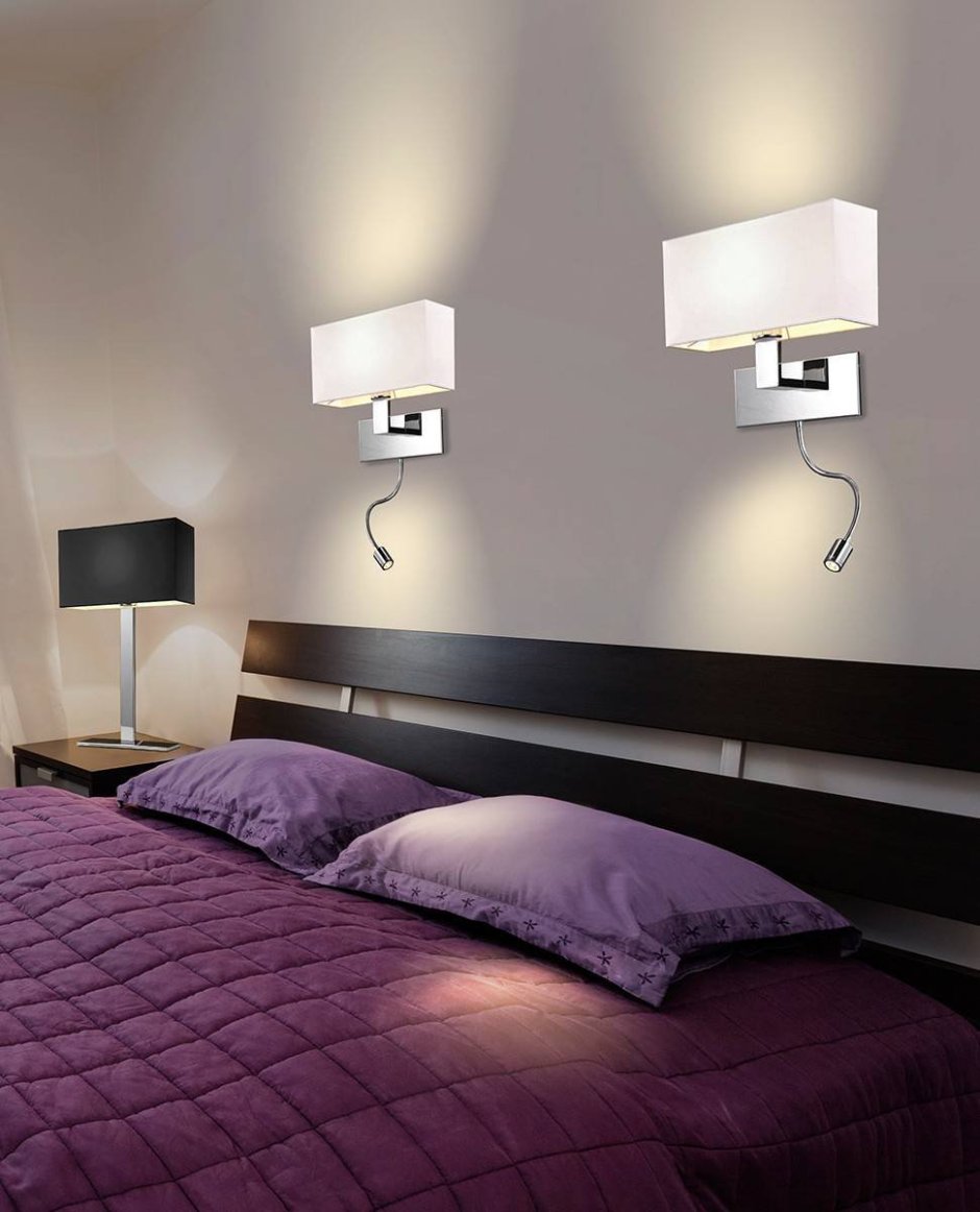 Свисающие светильники в интерьере спальни