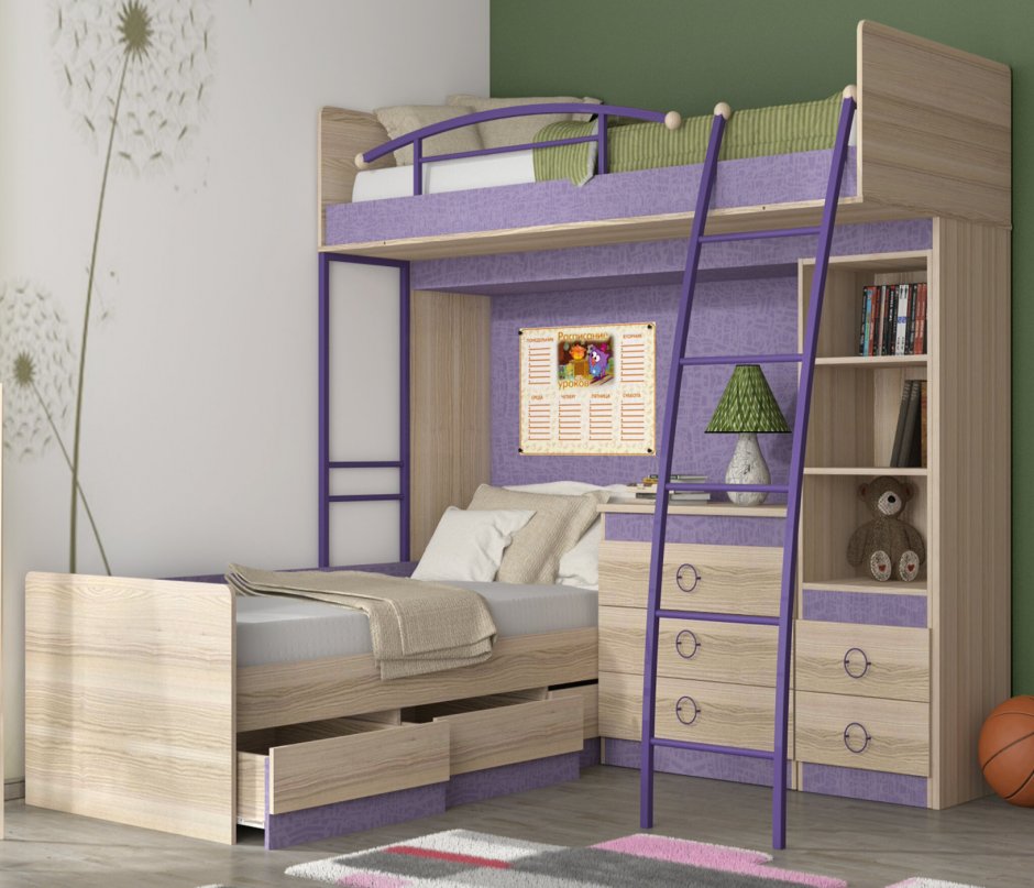 Набор модульной мебели индиго кровать чердак ПМ-145. 01.00.000