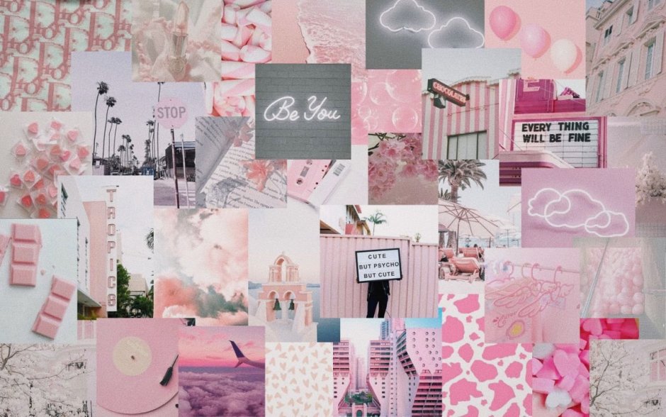 Aesthetic Wallpaper Pink коллаж