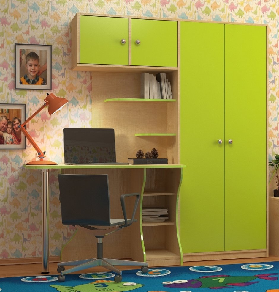 Детская стенка со столом и шкафом