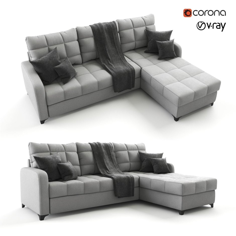 Угловой диван Валери серый, велюр