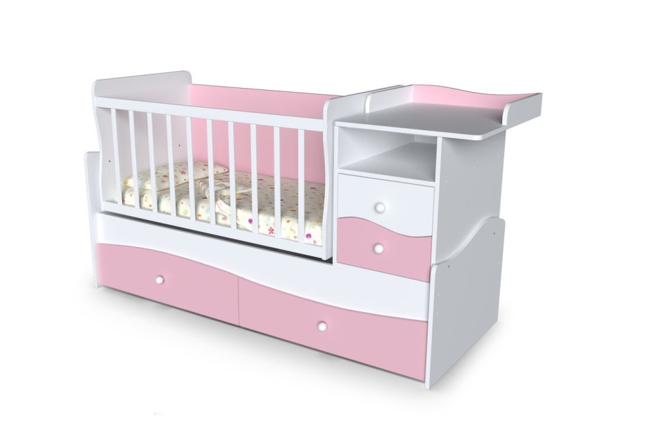 Кроватка трансформер для новорожденных с пеленальным столиком
