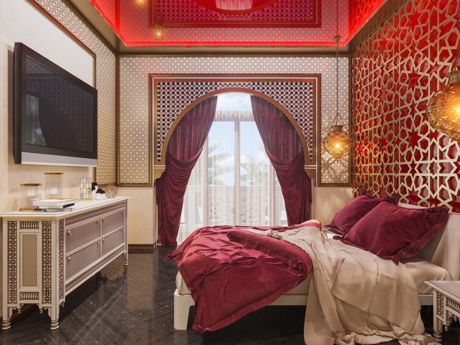 Спальня в мусульманском стиле фуксия