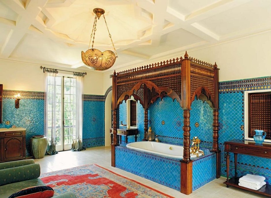 Спальня в Восточном стиле в бирюзовом цвете