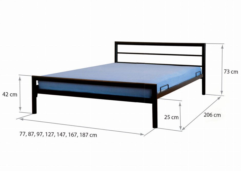 Кровать металлическая двуспальная 160х200 чертеж