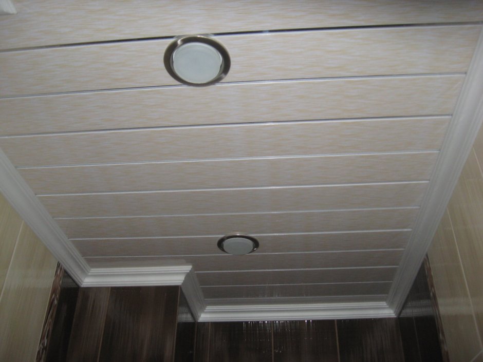 Потолок из панелей в туалете
