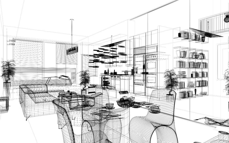 Интерьерные скетчи спальни