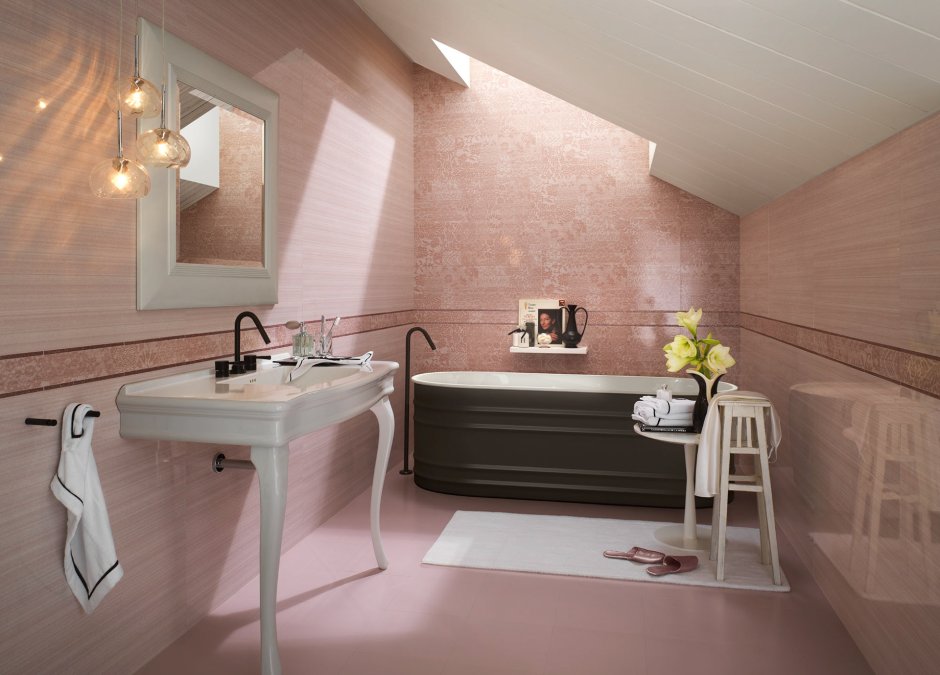 Оранжевая плитка для ванной